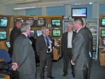 Neil Howard, Ealing’s CCTV Manager shows visitors the control centre. Neil Howard, Ealing’s CCTV Manager shows visitors the control centre.